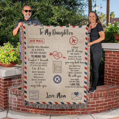 To My Daughter - Air Mail Blanket From Mom - Heirloom Artwork Woven Blanket